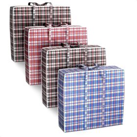 4 Pcs Extra Large Laundry Bag With Handles Extra Large Moving Bags With Zippers 23.6 x 23.6 x 5.5 Inch 13 Gallons Durable Checkered Travel Bags f