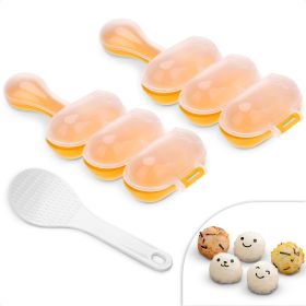 Rice Ball Mold Set 2 Pack Easy Rice Ball Maker Sushi & Onigiri Maker with Paddle Spoon for Temari Sushi Yaki Onigiri Omusubi Fun Smiley Shape for