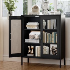 Metal Storage Cabinet with Mesh Doors and Shelves,Multipurpose Storage Rack, 3-Tier Office Cabinet,Metal Locker Style Accent Cabinet for Home Off