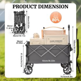 PORTABLE 400L Collapsible Wagon, Folding Wagon Cart , Beach Wagon with Big Wheels, 450LB Heavy Duty Foldable Wagon, Large Capacity Wagon for Camp
