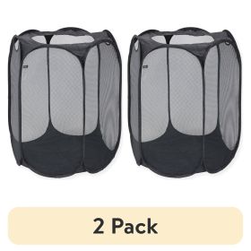 (2 pack) Black Polyester Mesh Hexagon Pop-up Laundry Hamper