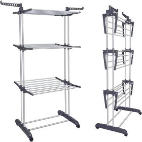 1pc Clothes Drying Rack, Indoor, Outdoor Laundry Drying Rack, with Foldable Wings, Space Saving Laundry Rack, Laundry Hanger Dryer Rack
