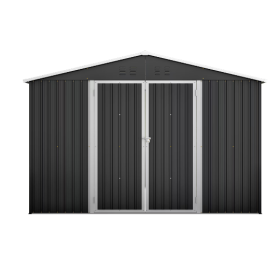 Steel Garden Shed With Double Lockable Door (Color: BLACK)