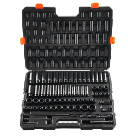 VEVOR Impact Sockets Set 130PCS 6-Point  Drive Bit Ratchet Tool Kit (Color: BLACK)