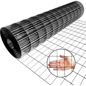 24inch X 50ft Black Vinyl Coated Hardware Cloth 2 X 3 16Ga Welded Wire Mesh Fence, PVC Coated Welded Chicken Wire Fencing, Metal Garden Plant Fen (Color: BLACK)