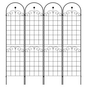 4 Pack Metal Garden Trellis For Climbing Plants Outdoor Netting Trellis (Color: BLACK)