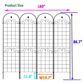 Metal Garden Trellis For Outdoor Climbing Plants (Color: BLACK)