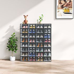 Black, 32PCS, 33x23x14cm, Shoebox, Plastic, Grid, Free Combination (Color: BLACK)