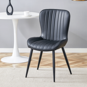 The Black Minimalist Ergonomic Dining Chair Comes In A Pack Of 4, With A Comfortable Design Of Extended And Curved Seat Cushions, Unlocking A Com (Color: BLACK)