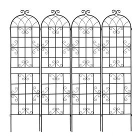 Metal Garden Trellis , Suitable For Climbing Plants, Outdoor Flower Stand - Black (Color: BLACK)