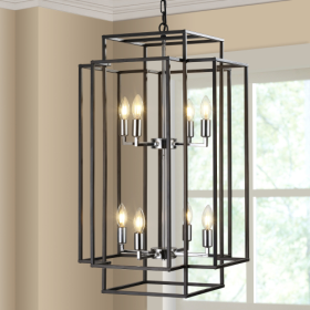 8 Lantern Tiered Chandeliers, Industrial Farmhouse Chandeliers Unavailable Platforms- Temu (Color: BLACK)