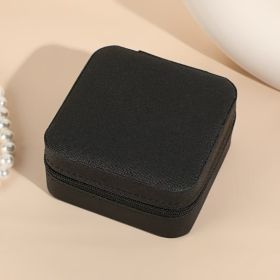 Neveika Portable Travel Mini Jewelry Box Leather Jewellery Ring Organizer Case Storage Gift Box Girls Women (Color: BLACK)