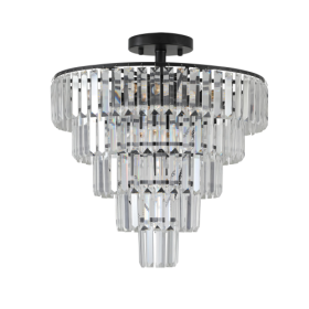 Large Black Crystal Chandelier, Contemporary Style Chandelier, Dining Room, Living Room, Bedroom - Bulb Not Included  Unavailable Platforms- Temu (Color: BLACK)