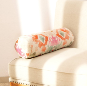 Decorative Cotton Printed Embroidered Bolster Pillow (Option: 1PC)