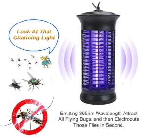 Electric Fly Gnat Killer Lamp Pests Fly Insect Trap Mosquito Bug Zapper 4,000V (Color: BLACK)