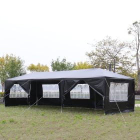1 Set of 10'x30' Party Tent Canopy for Outdoor Weddings, Heavy-Duty Waterproof Event Shelter with Removable Sidewalls, Ideal for Parties, Booths (Color: BLACK)