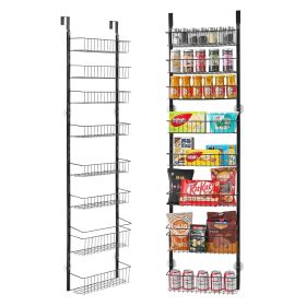 8-Tier Over the Door Pantry Organizer Hanging Storage Rack Adjustable Kitchen (Color: BLACK, Number of Layers: 8)