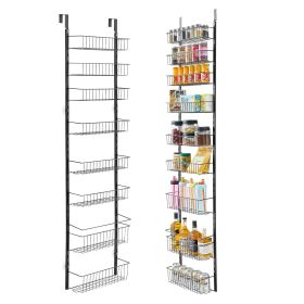 9-Tier Over the Door Pantry Organizer Hanging Storage Rack Adjustable Kitchen (Color: BLACK, Number of Layers: 9)