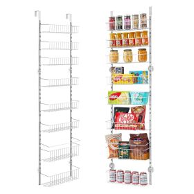 8-Tier Over the Door Pantry Organizer Hanging Storage Rack Adjustable Kitchen (Color: White, Number of Layers: 8)