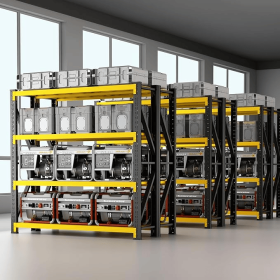 3000LBS Heavy Duty Storage Shelves,63"HMetal Garage Shelving, 4-Tier AdjustableGarage Organization Shelving Units, IndustrialShelving for Warehou (Color: Black and yellow)