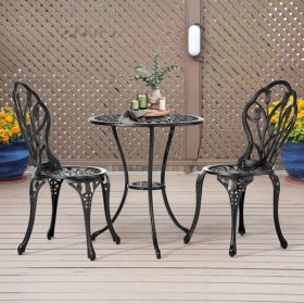 2pcs Single Chairs And 1pc Round Table Tulip Shaped Black Casting Set (Color: BLACK)