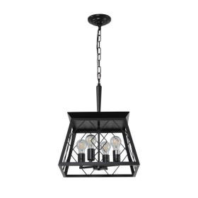 4 Lights Farmhouse Chandelier For Dining Room Black - No Bulbs Unavailable Platform- Temu (Color: BLACK)