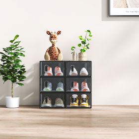 Black Small 6PCS 33x23x14cm Shoebox, Plastic, Grid, Free Combination (Color: BLACK)